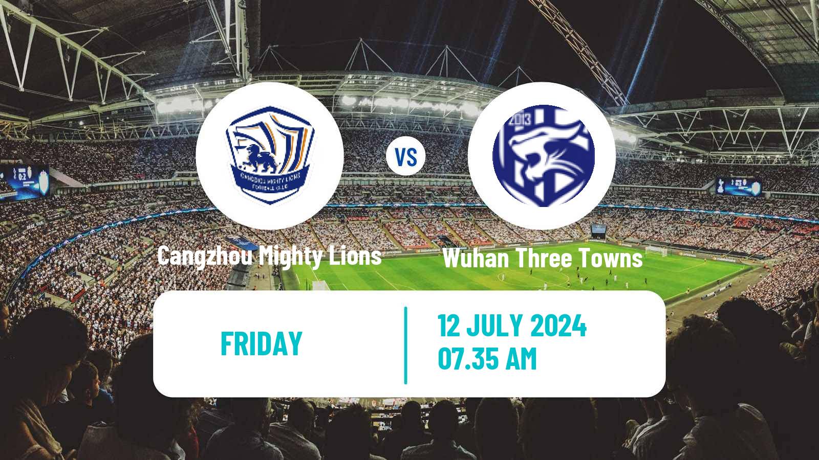 Soccer Chinese Super League Cangzhou Mighty Lions - Wuhan Three Towns