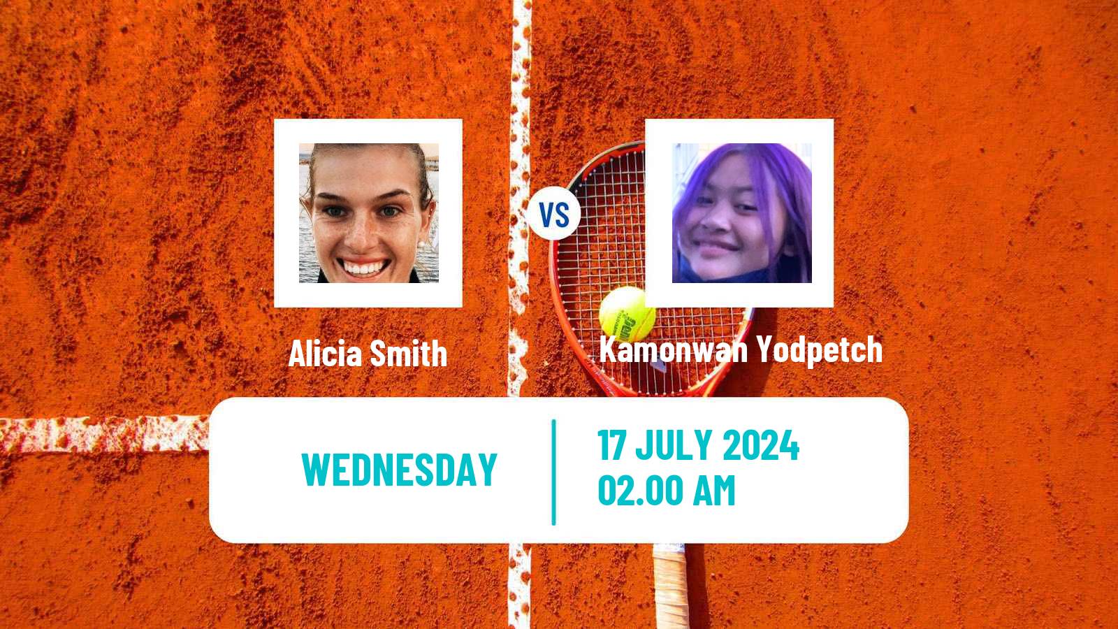 Tennis ITF W15 Nakhon Si Thammarat 4 Women Alicia Smith - Kamonwan Yodpetch