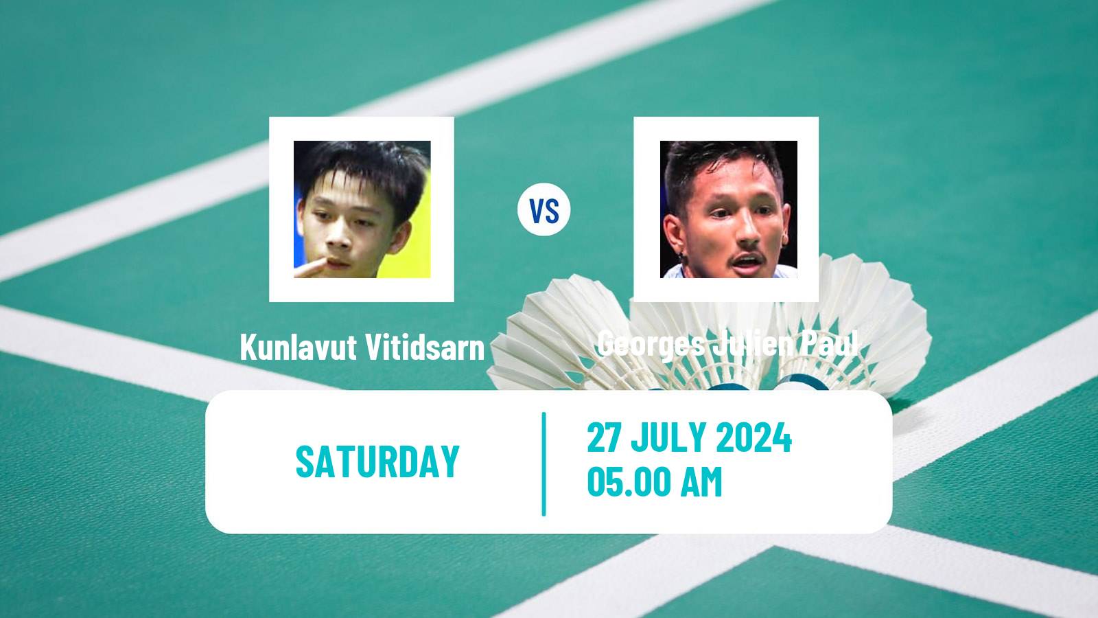Badminton BWF Olympic Games Men Kunlavut Vitidsarn - Georges Julien Paul