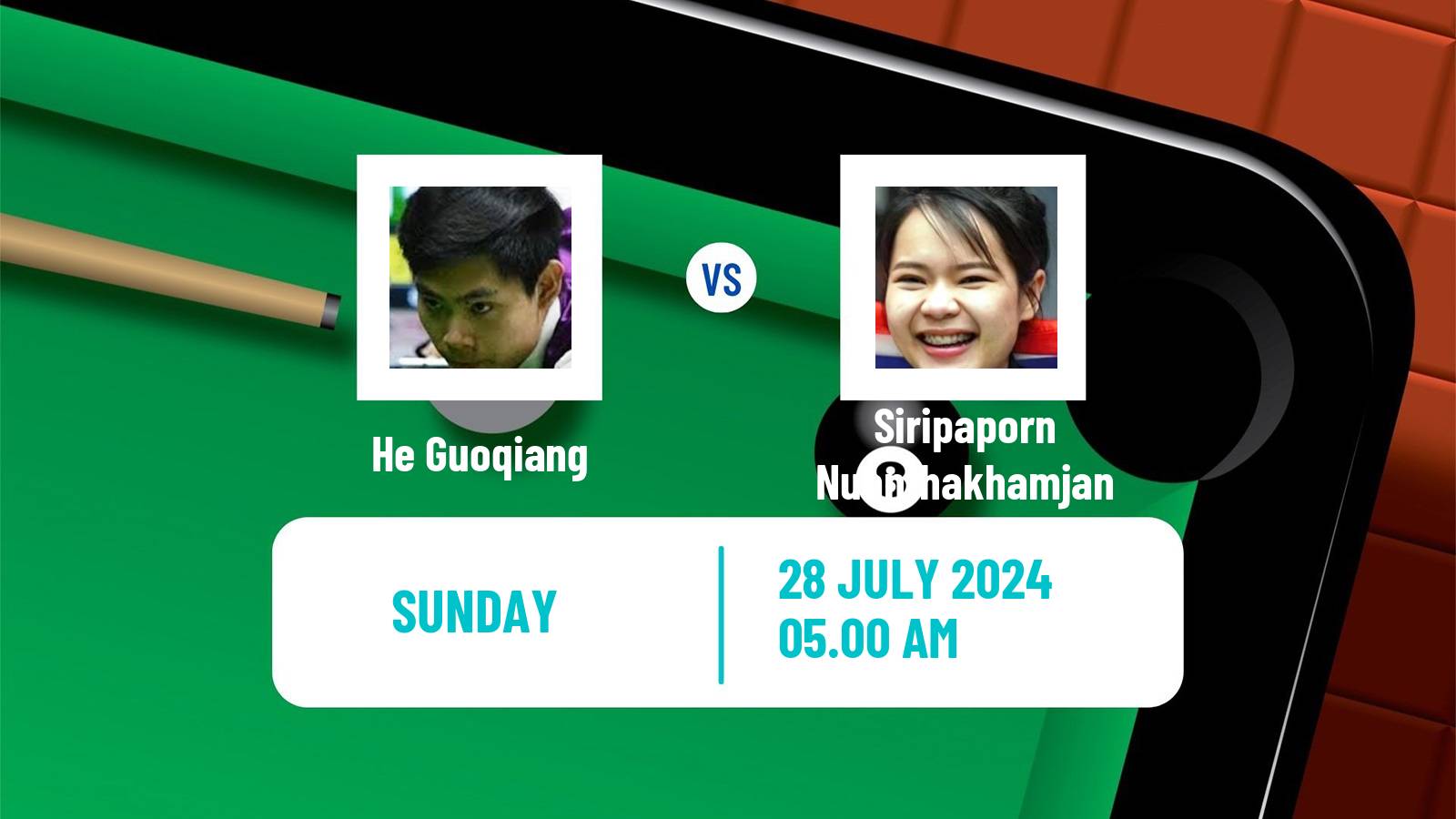 Snooker Wuhan Open He Guoqiang - Siripaporn Nuanthakhamjan