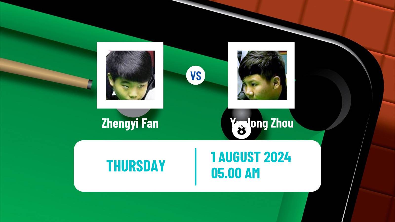 Snooker British Open Zhengyi Fan - Yuelong Zhou