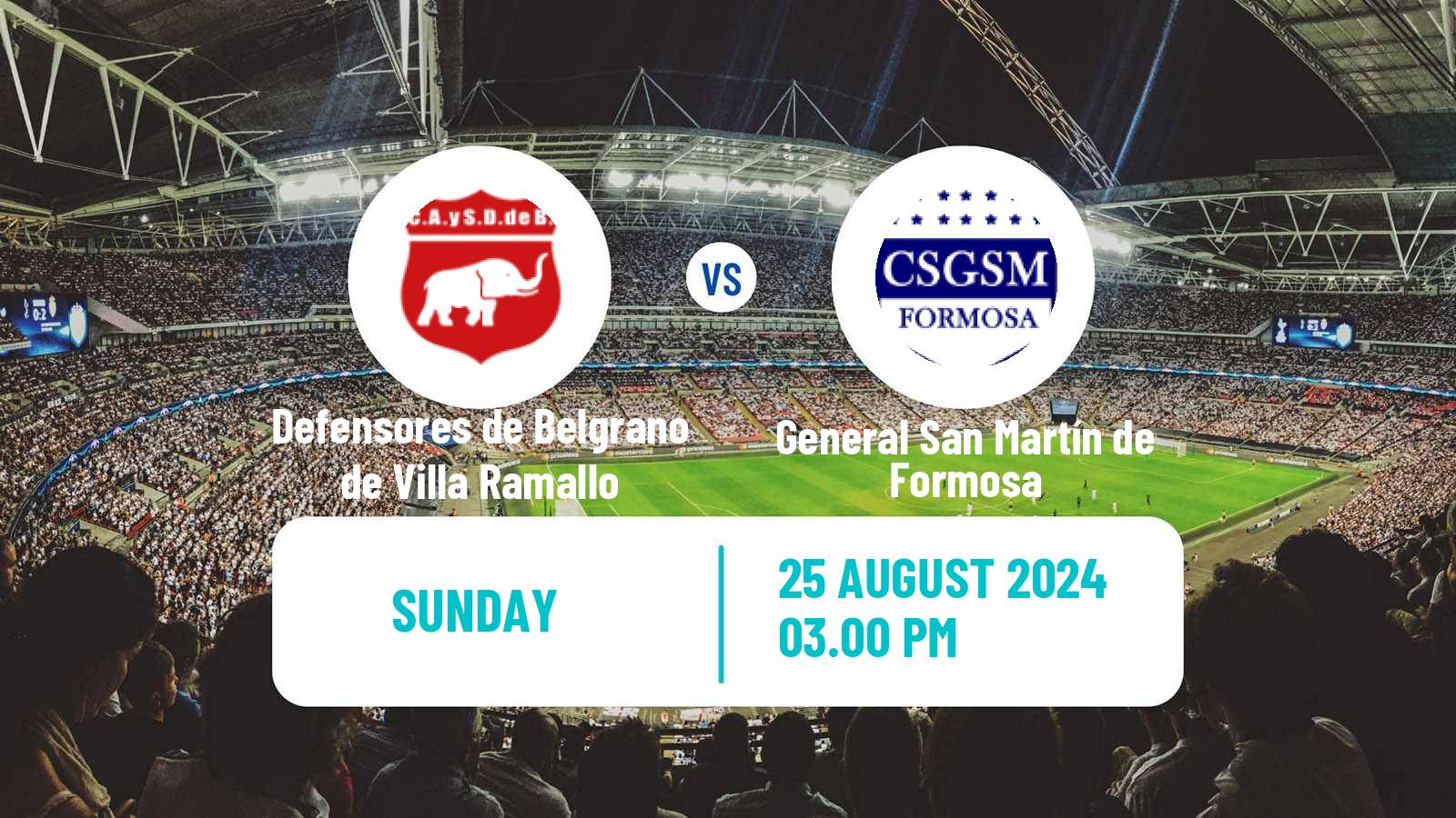 Soccer Argentinian Torneo Federal Defensores de Belgrano de Villa Ramallo - General San Martín de Formosa