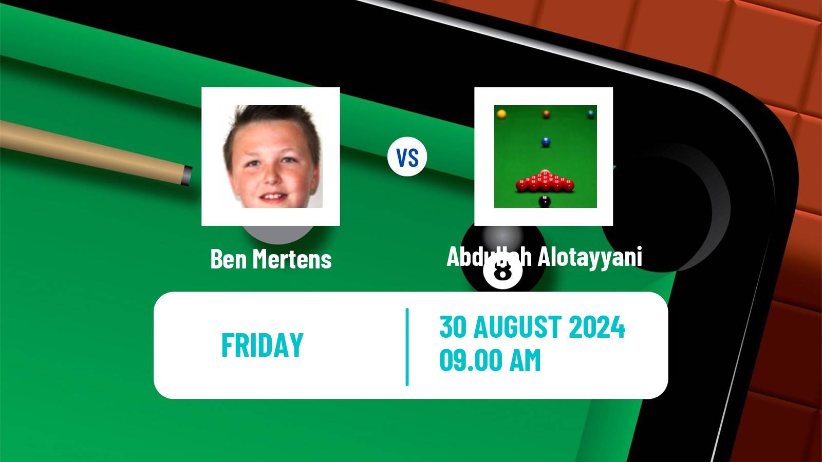 Snooker Saudi Arabia Masters Ben Mertens - Abdullah Alotayyani