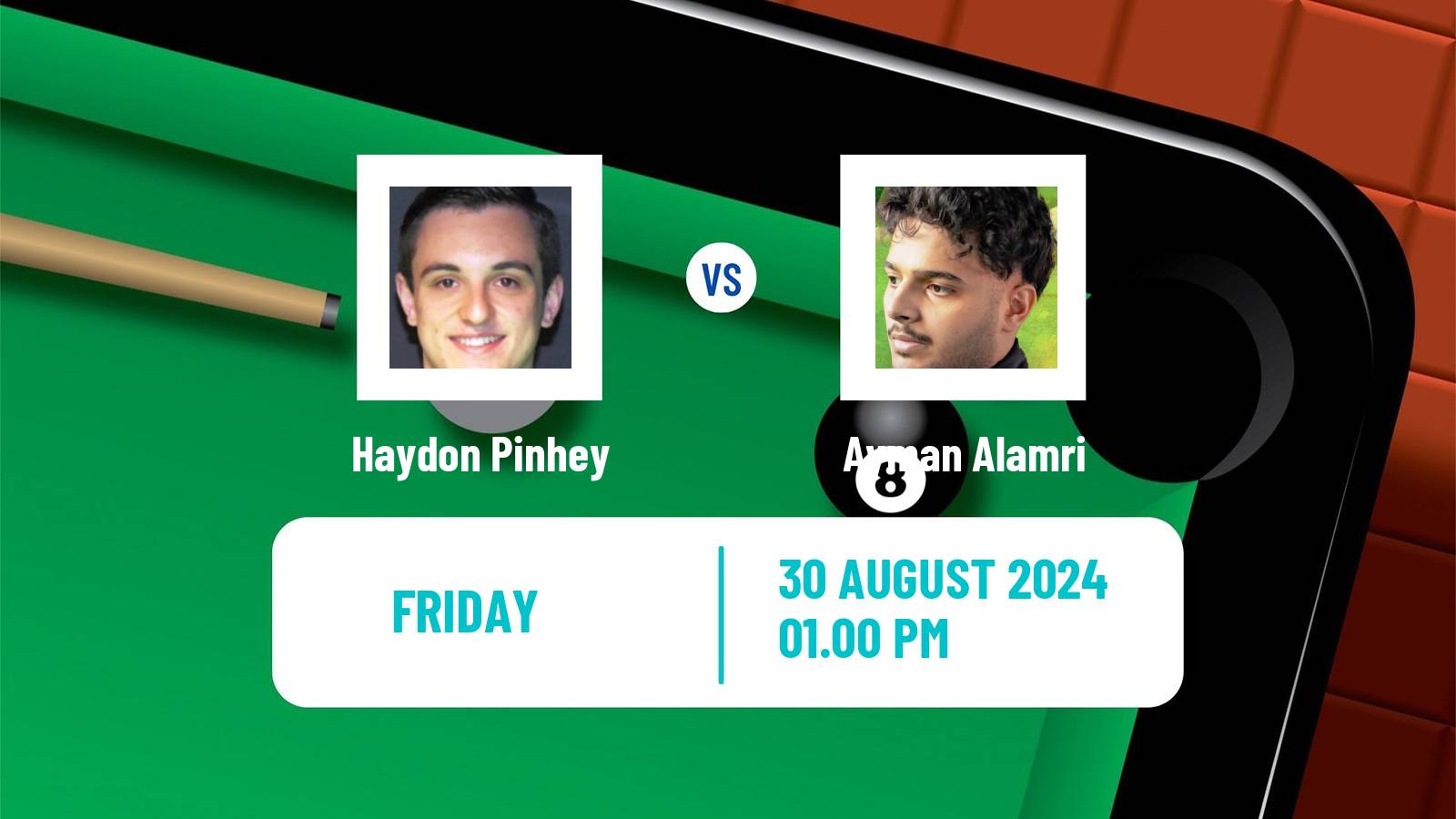 Snooker Saudi Arabia Masters Haydon Pinhey - Ayman Alamri