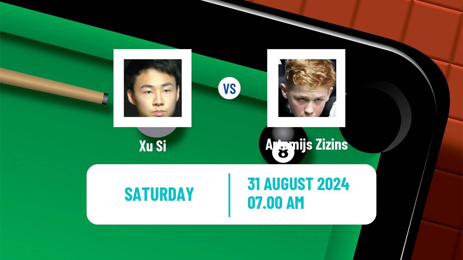 Snooker Saudi Arabia Masters Xu Si - Artemijs Zizins