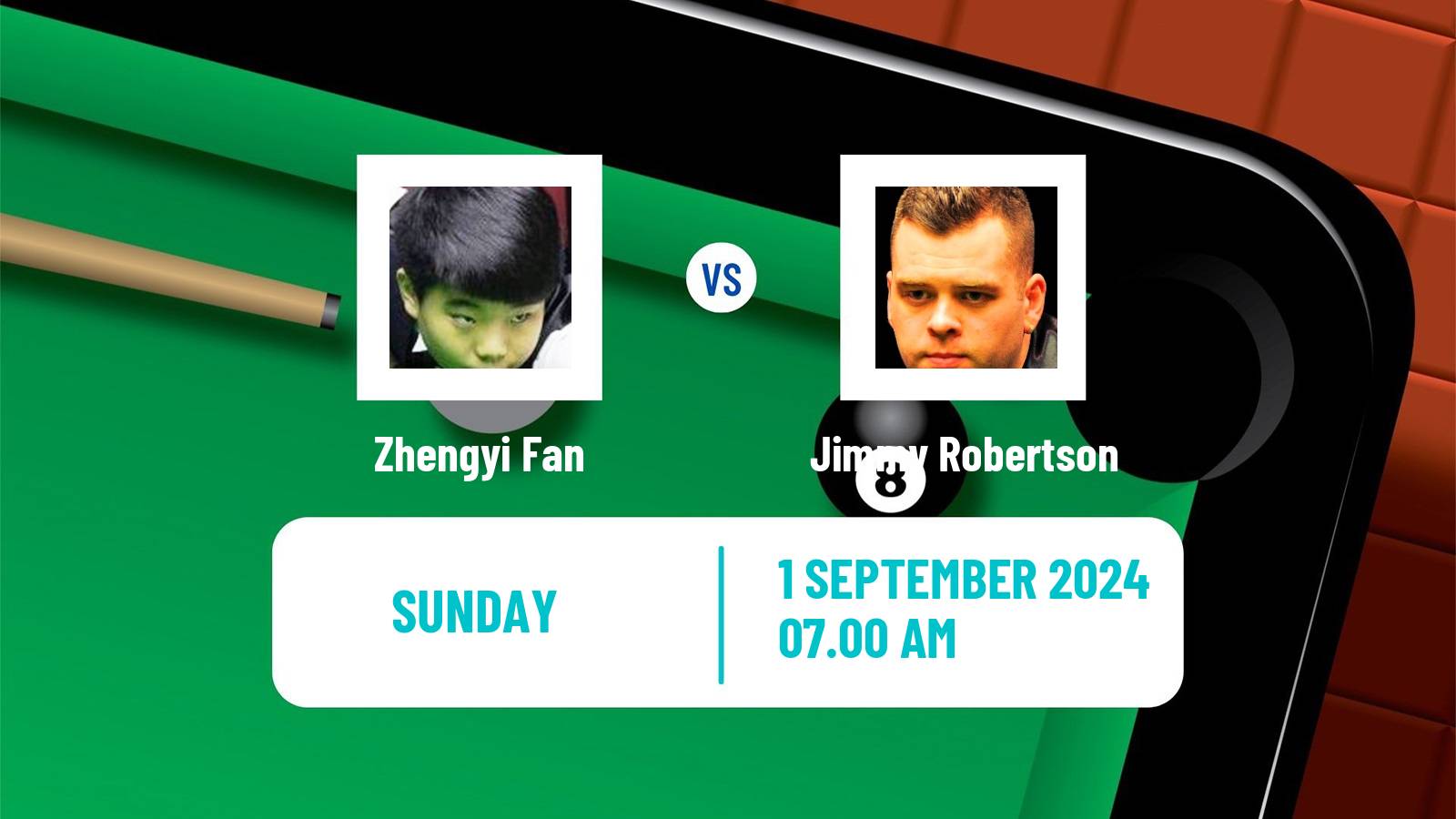 Snooker Saudi Arabia Masters Zhengyi Fan - Jimmy Robertson