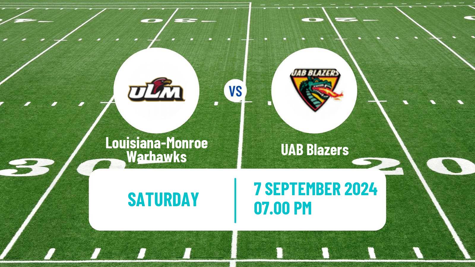 American football NCAA College Football Louisiana-Monroe Warhawks - UAB Blazers