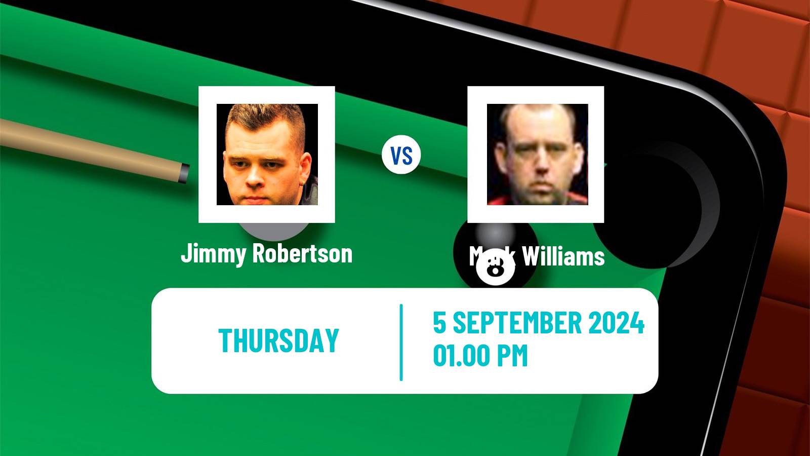 Snooker Saudi Arabia Masters Jimmy Robertson - Mark Williams