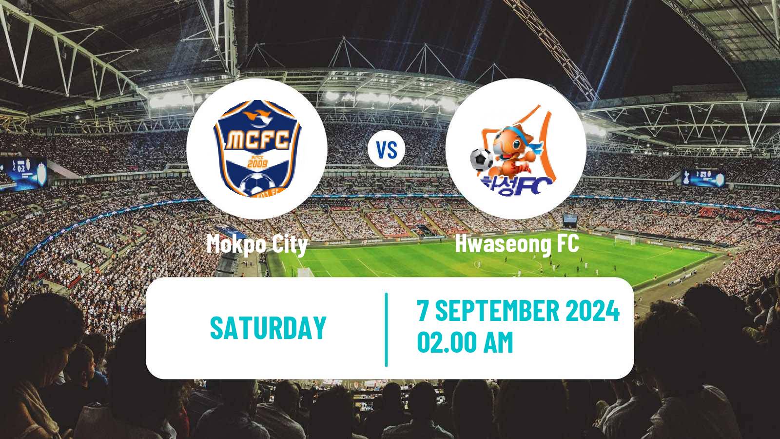 Soccer South Korean K3 League Mokpo City - Hwaseong