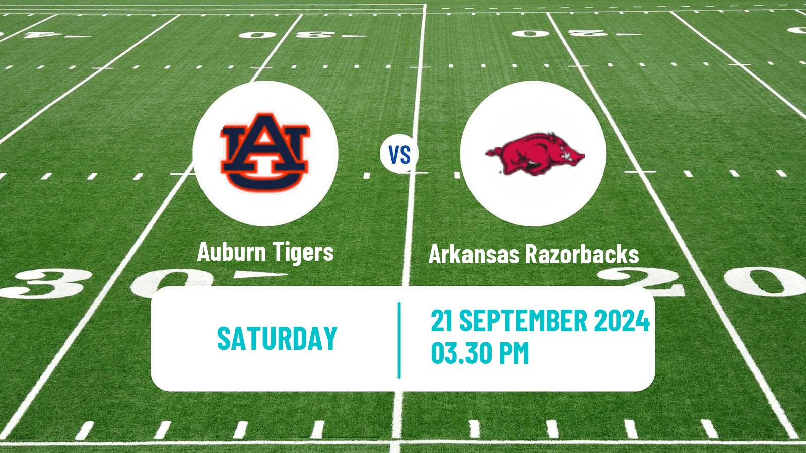 American football NCAA College Football Auburn Tigers - Arkansas Razorbacks