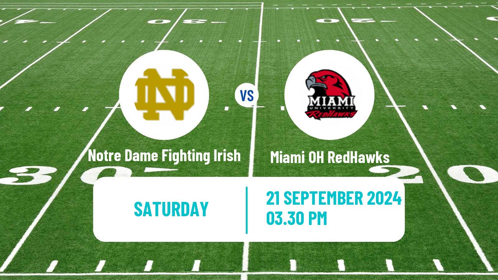 American football NCAA College Football Notre Dame Fighting Irish - Miami OH RedHawks