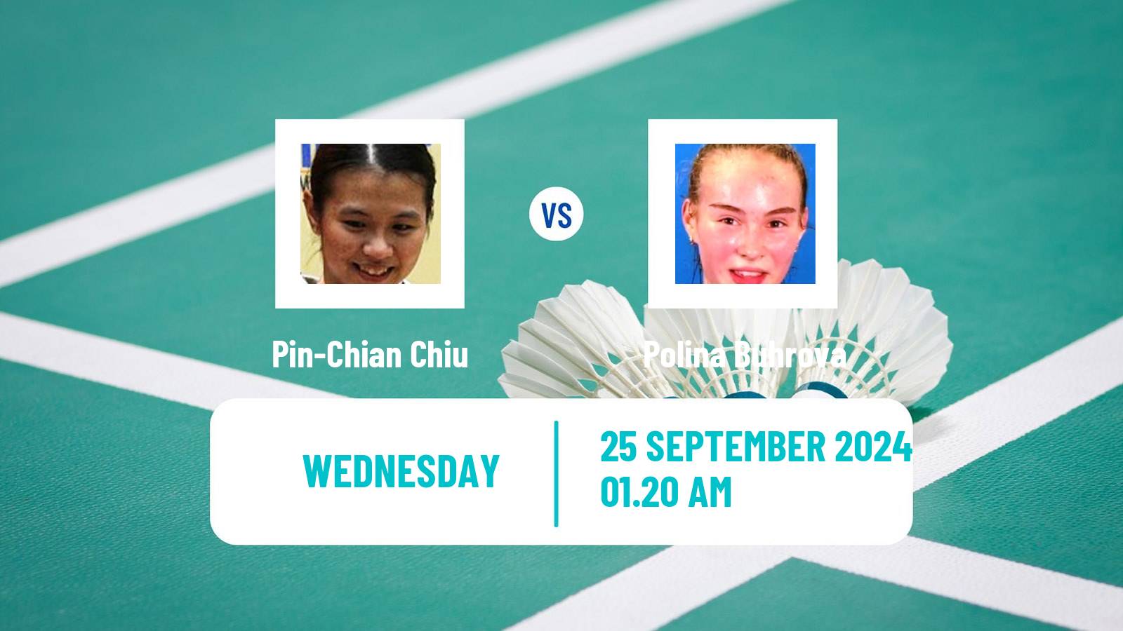 Badminton BWF World Tour Macau Open Women Pin-Chian Chiu - Polina Buhrova