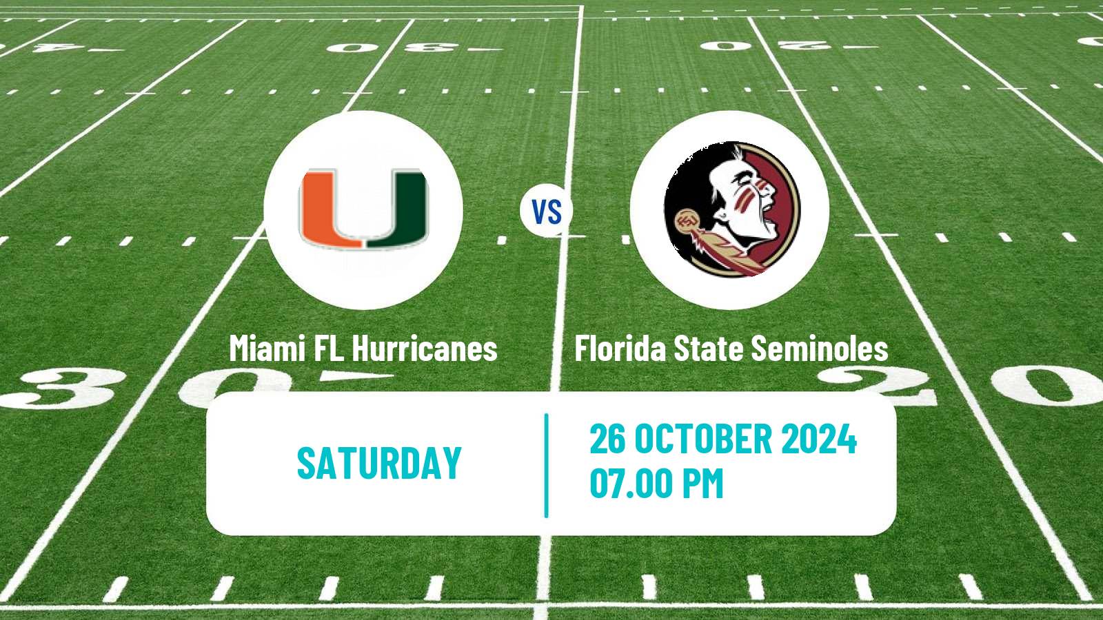 American football NCAA College Football Miami FL Hurricanes - Florida State Seminoles