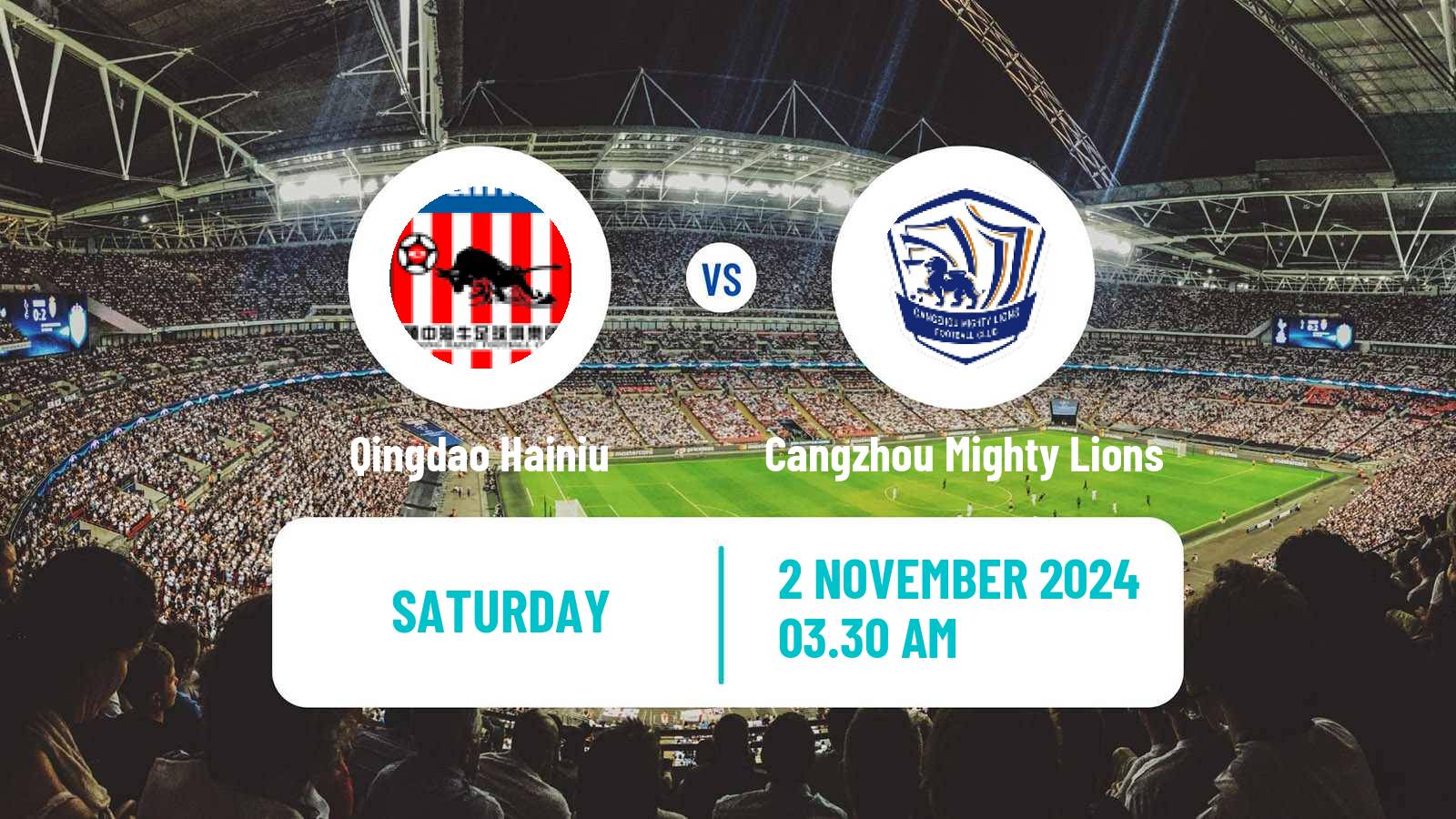 Soccer Chinese Super League Qingdao Hainiu - Cangzhou Mighty Lions