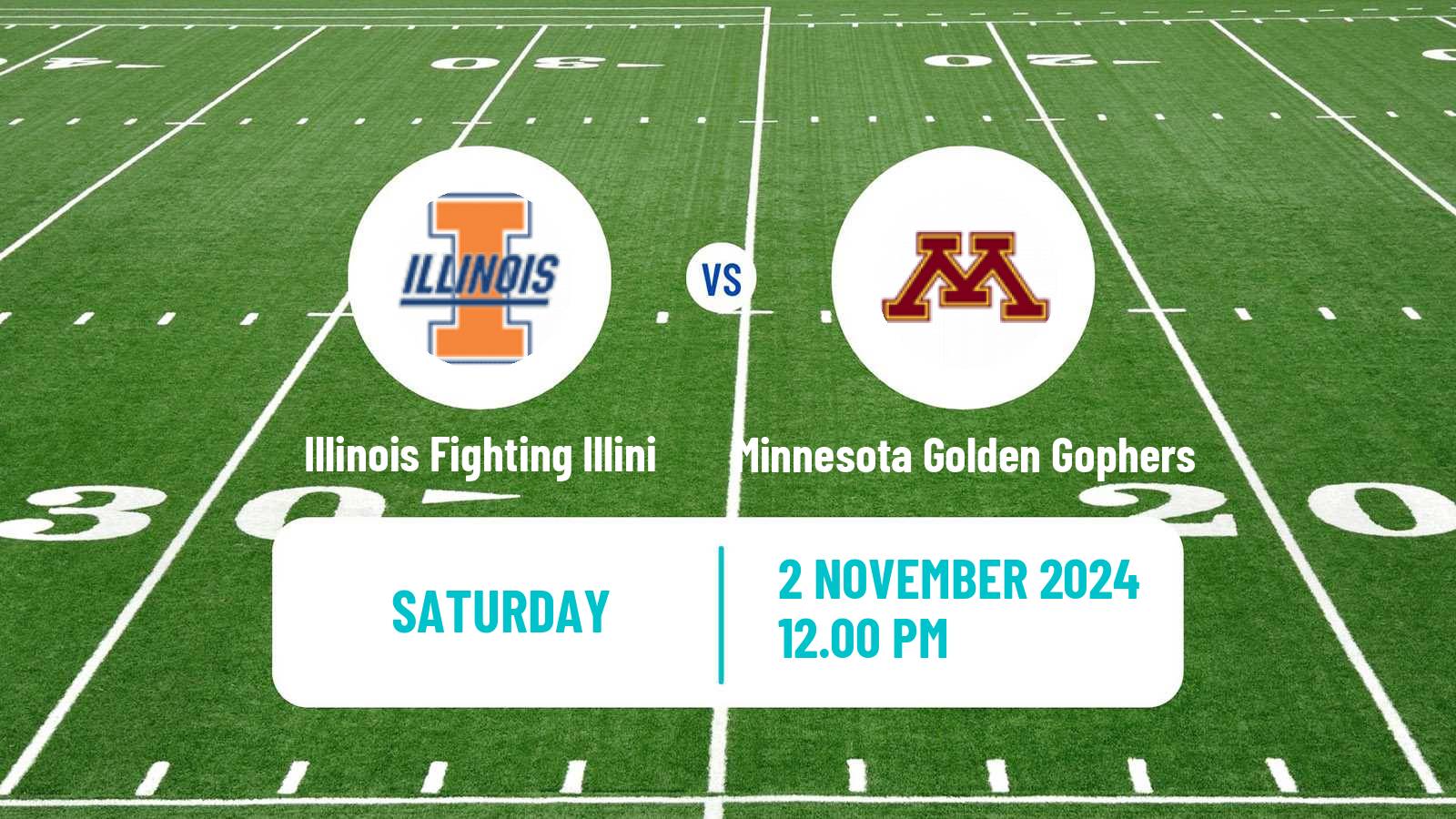 American football NCAA College Football Illinois Fighting Illini - Minnesota Golden Gophers