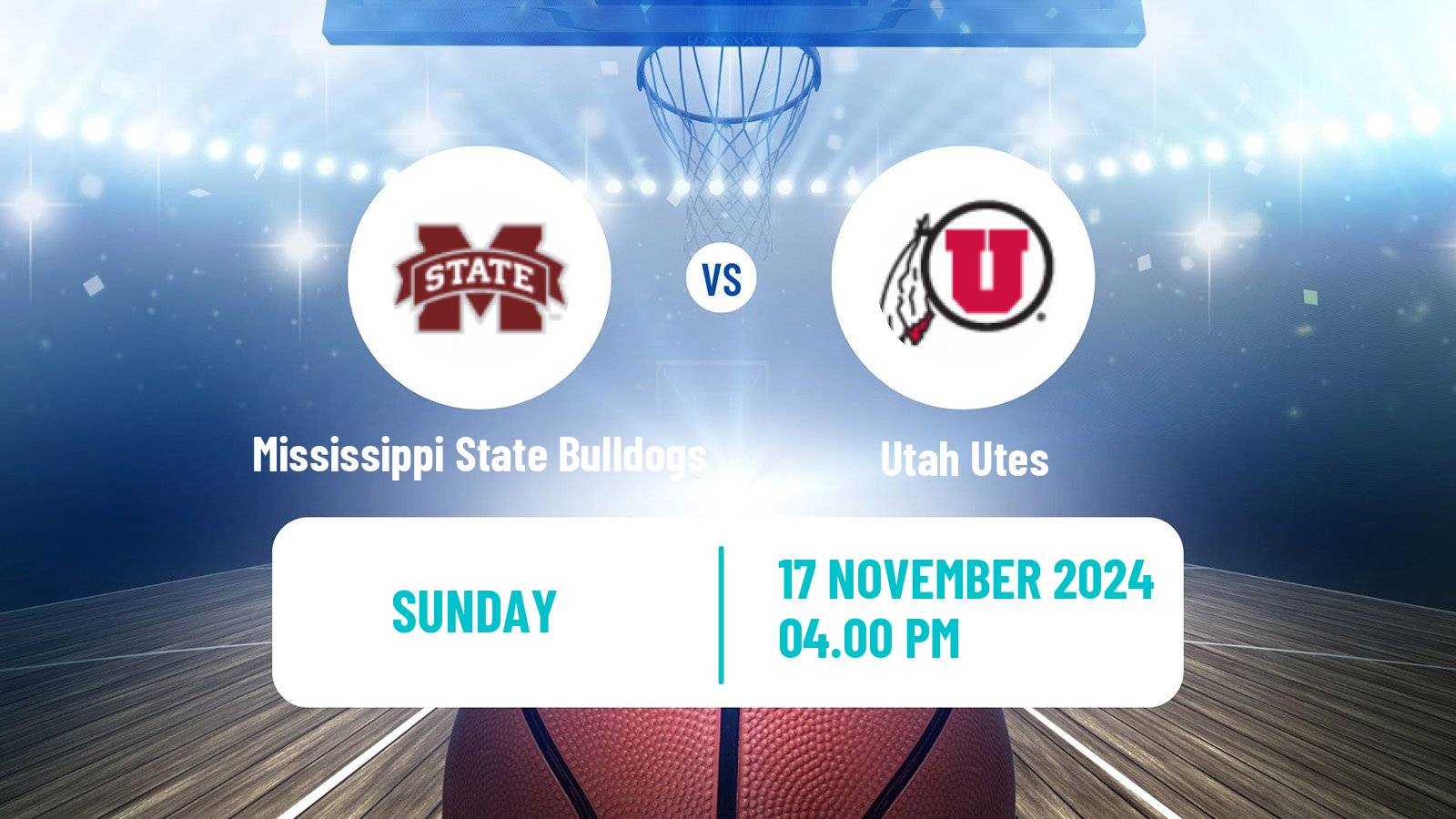 Basketball NCAA College Basketball Mississippi State Bulldogs - Utah Utes