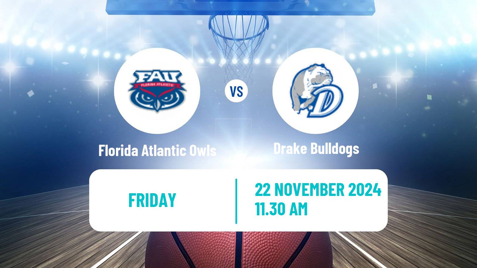 Basketball NCAA College Basketball Florida Atlantic Owls - Drake Bulldogs