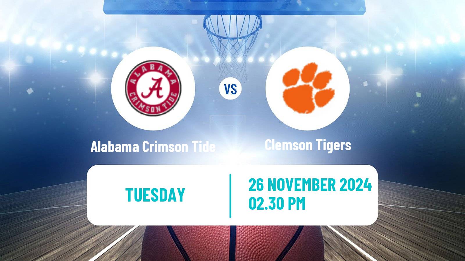 Basketball NCAA College Basketball Women Alabama Crimson Tide - Clemson Tigers