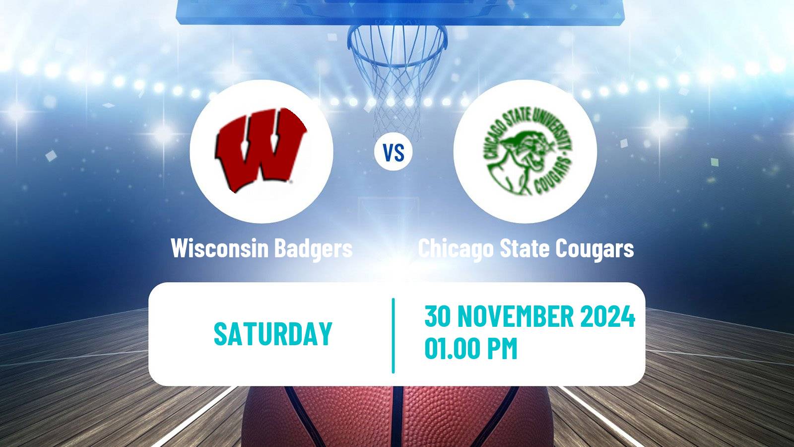 Basketball NCAA College Basketball Wisconsin Badgers - Chicago State Cougars