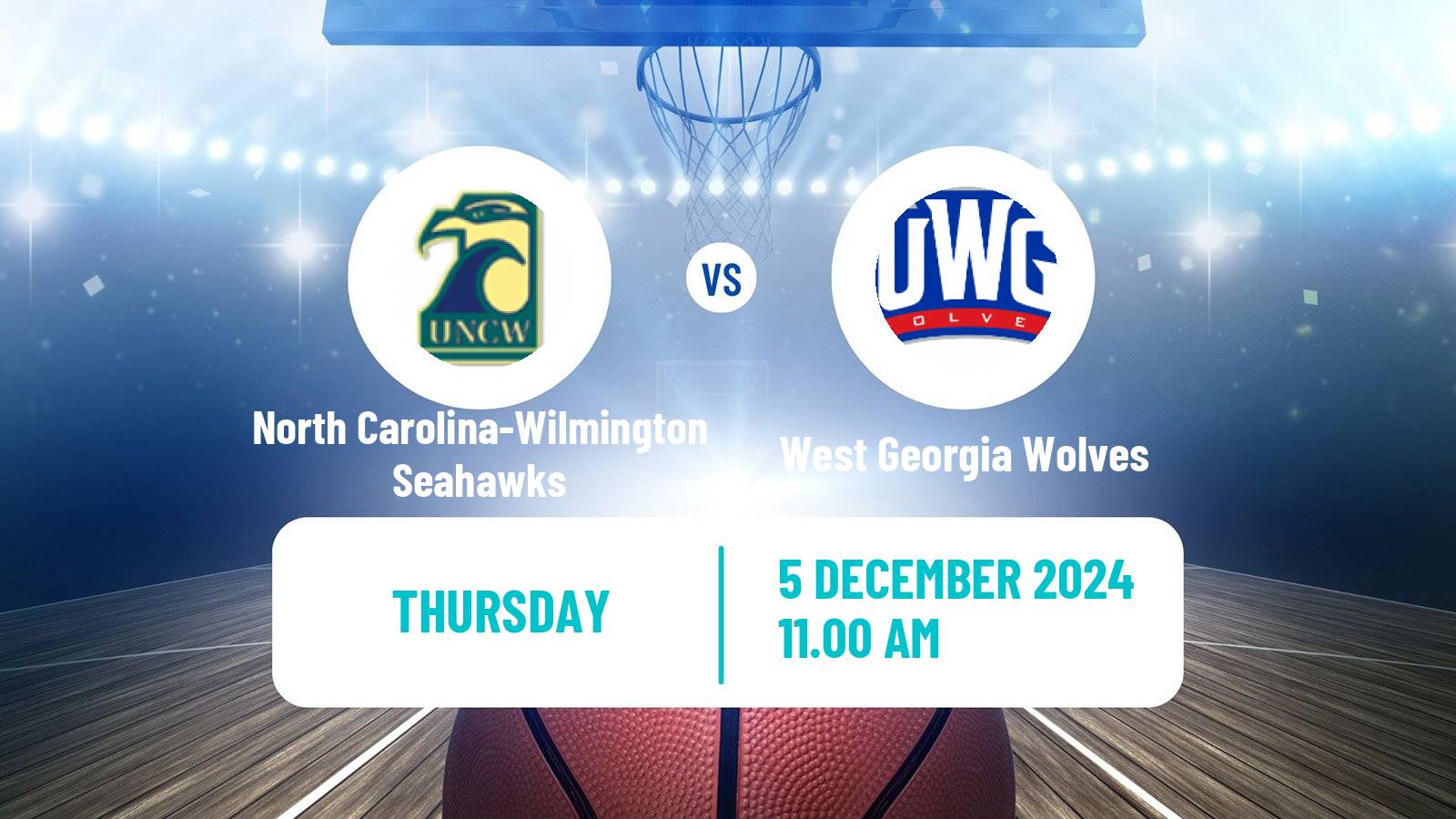 Basketball NCAA College Basketball Women North Carolina-Wilmington Seahawks - West Georgia Wolves