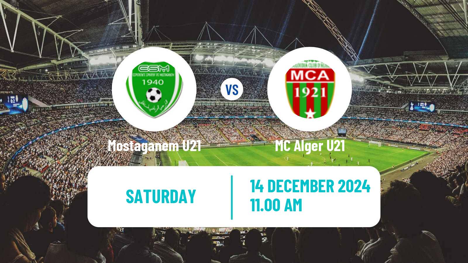 Football Algerian Ligue U21 Mostaganem U21 - MC Alger U21