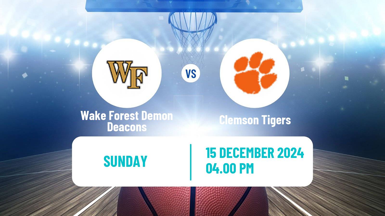 Basketball NCAA College Basketball Women Wake Forest Demon Deacons - Clemson Tigers