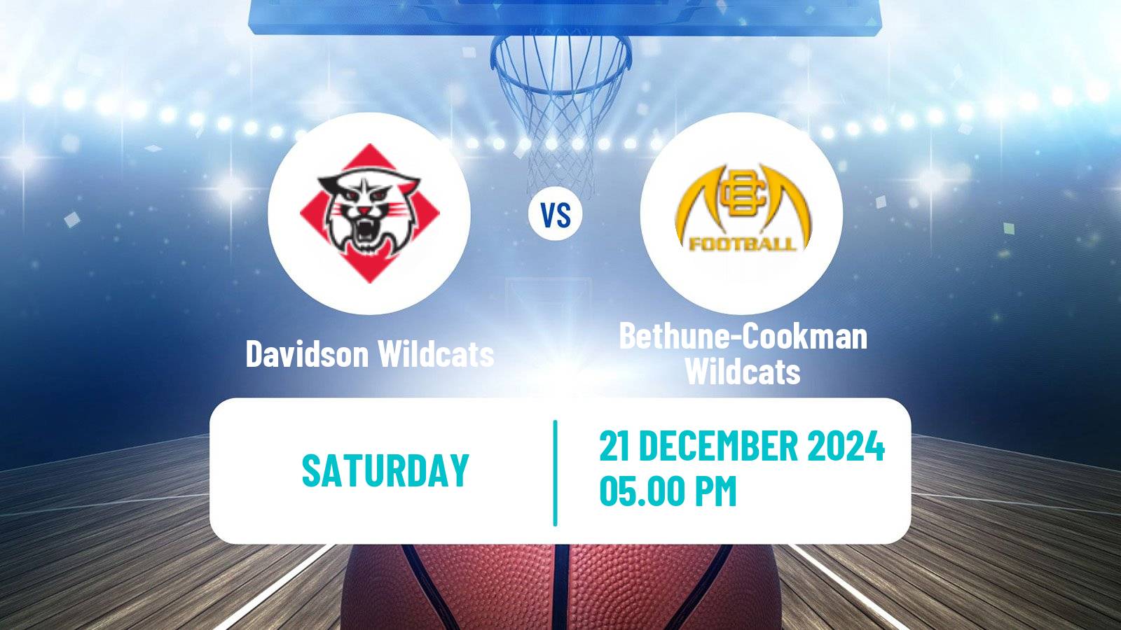 Basketball NCAA College Basketball Davidson Wildcats - Bethune-Cookman Wildcats