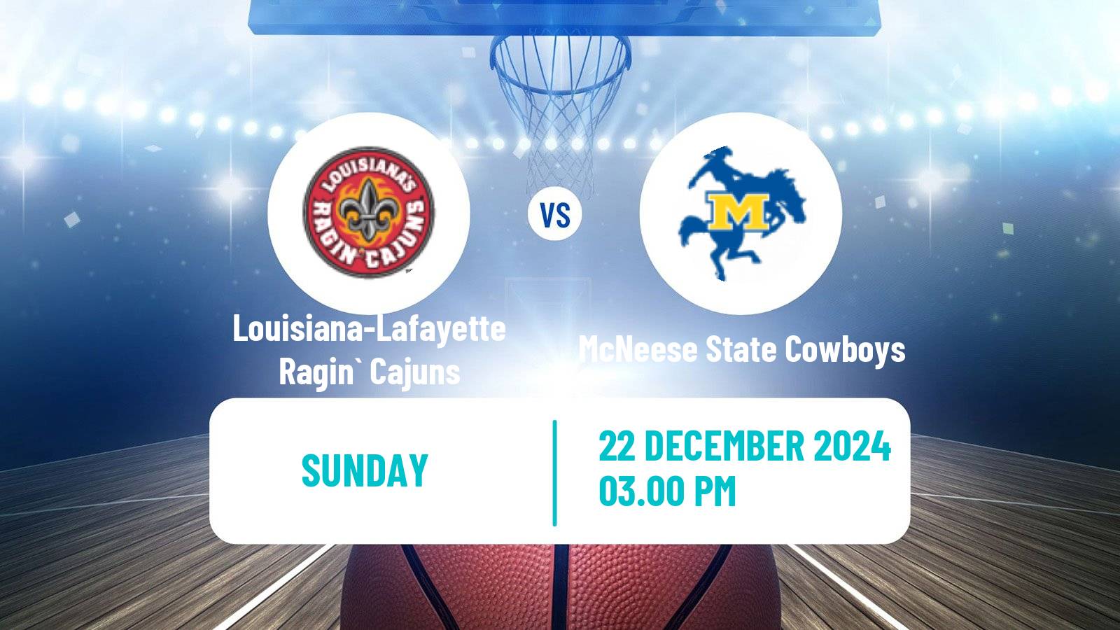 Basketball NCAA College Basketball Louisiana-Lafayette Ragin` Cajuns - McNeese State Cowboys