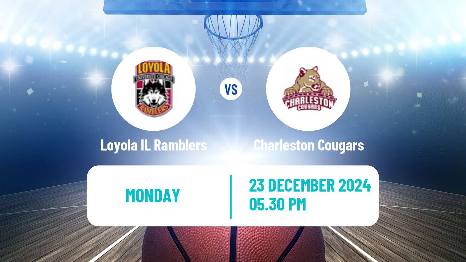 Basketball NCAA College Basketball Loyola IL Ramblers - Charleston Cougars