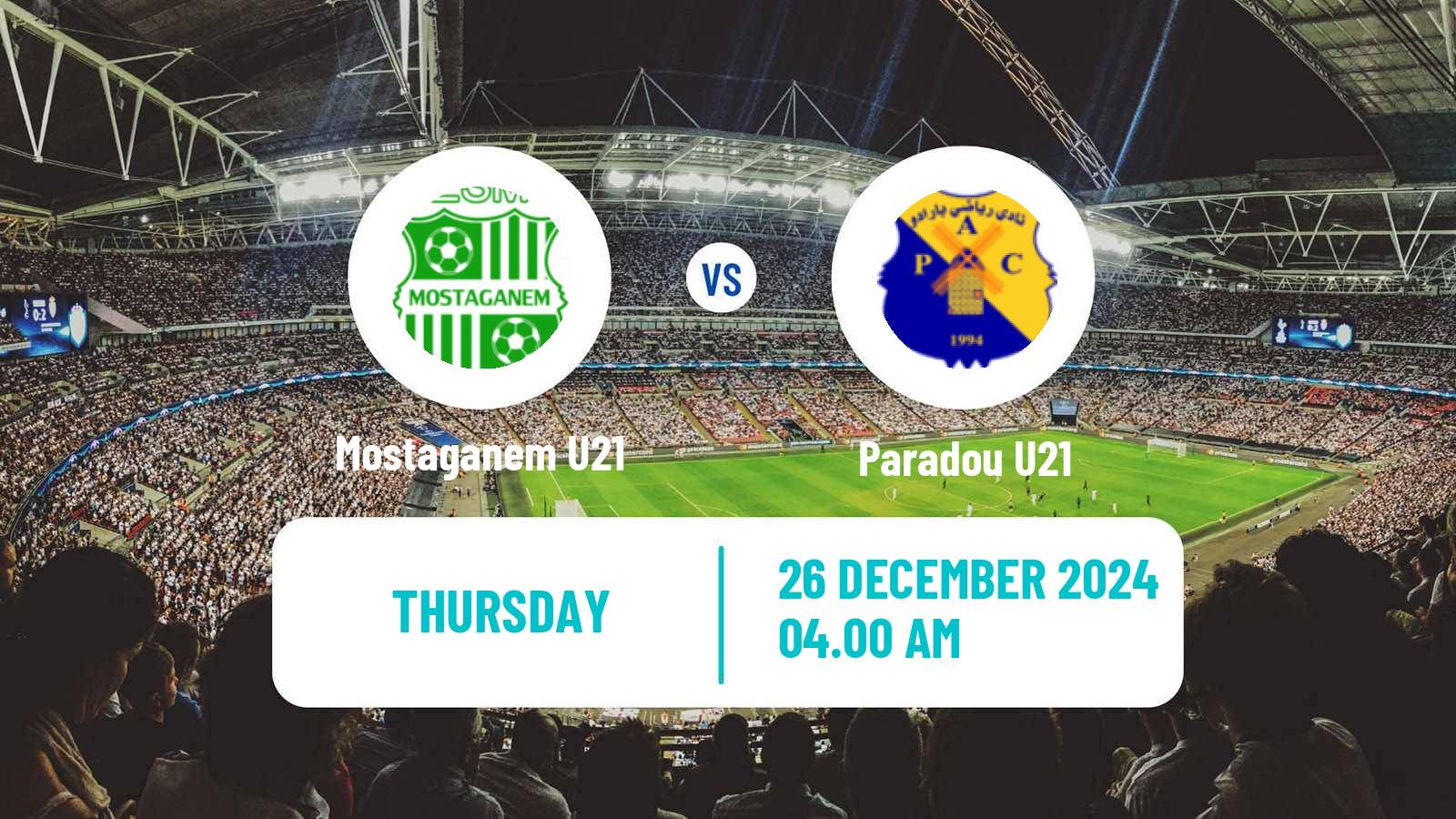 Football Algerian Ligue U21 Mostaganem U21 - Paradou U21