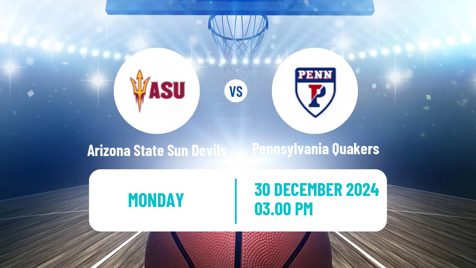 Basketball NCAA College Basketball Women Arizona State Sun Devils - Pennsylvania Quakers