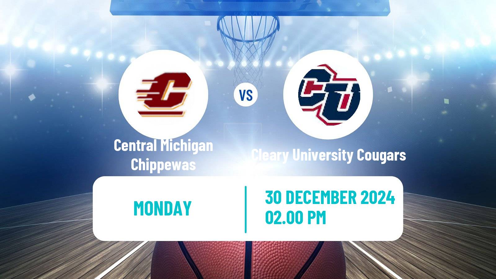 Basketball NCAA College Basketball Central Michigan Chippewas - Cleary University Cougars
