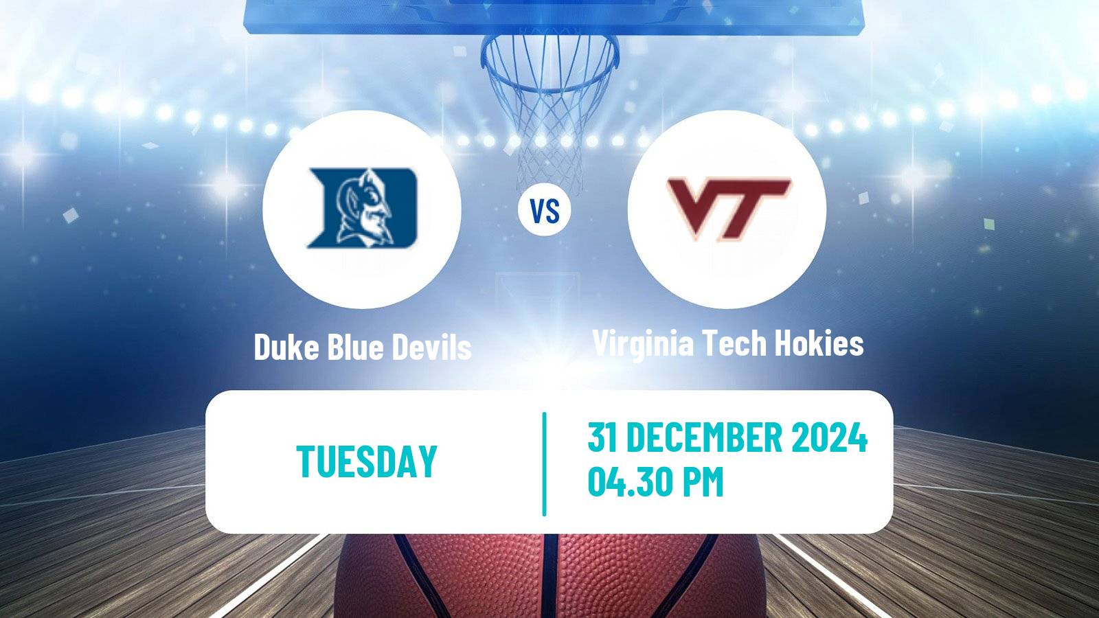 Basketball NCAA College Basketball Duke Blue Devils - Virginia Tech Hokies