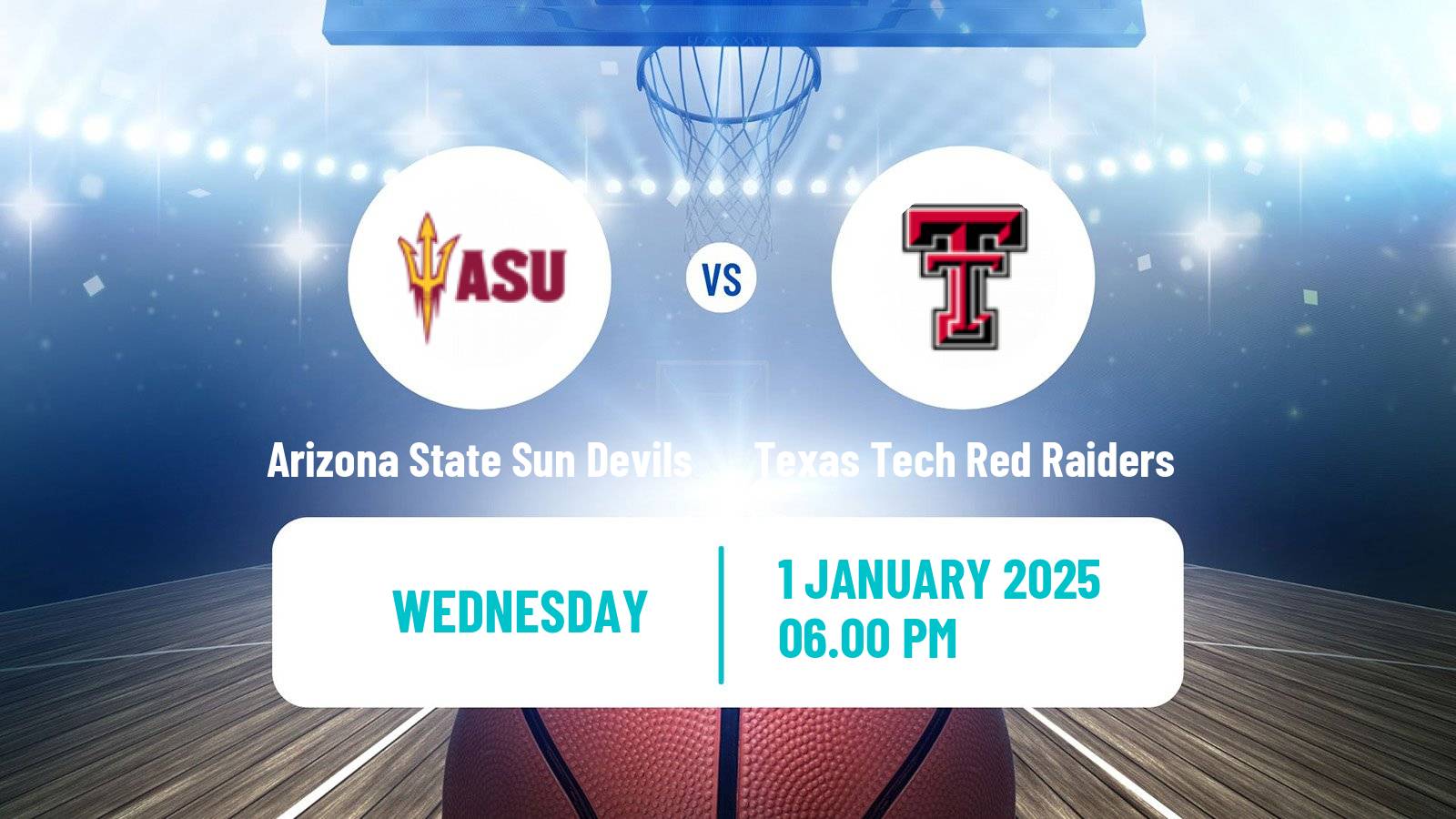 Basketball NCAA College Basketball Women Arizona State Sun Devils - Texas Tech Red Raiders