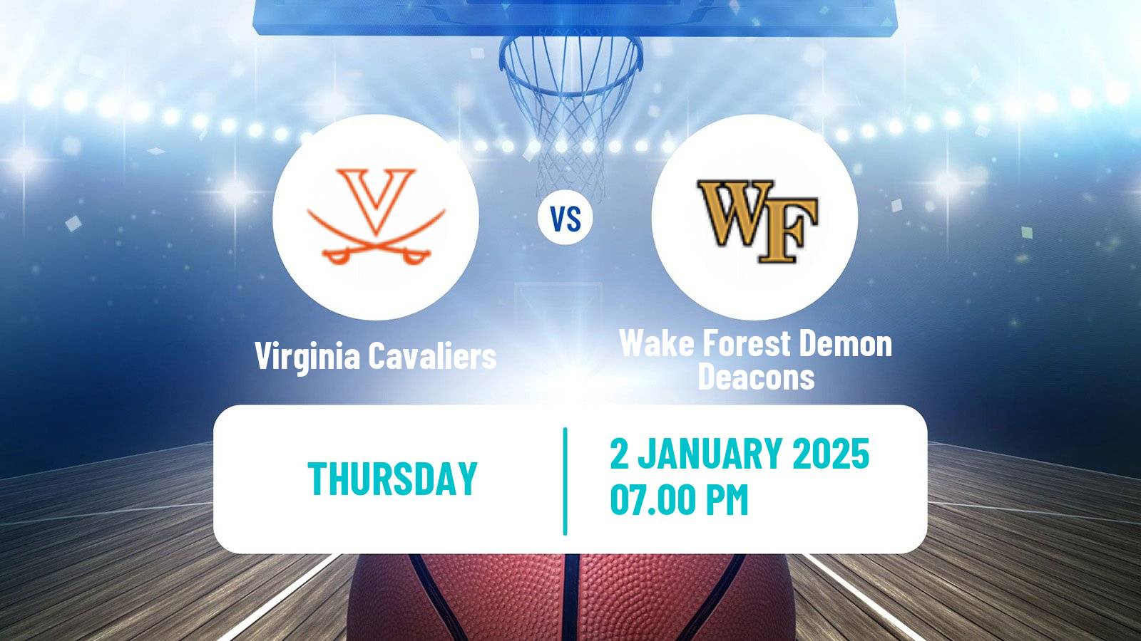 Basketball NCAA College Basketball Women Virginia Cavaliers - Wake Forest Demon Deacons