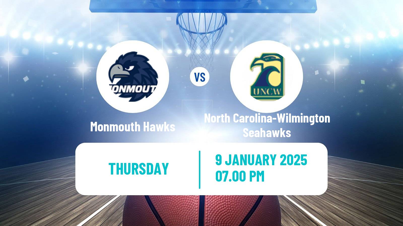 Basketball NCAA College Basketball Monmouth Hawks - North Carolina-Wilmington Seahawks