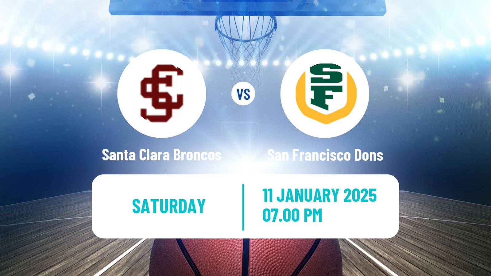 Basketball NCAA College Basketball Santa Clara Broncos - San Francisco Dons