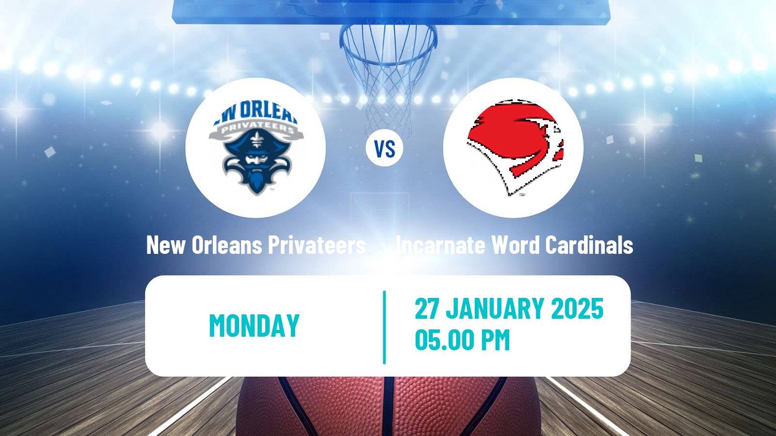 Basketball NCAA College Basketball Women New Orleans Privateers - Incarnate Word Cardinals