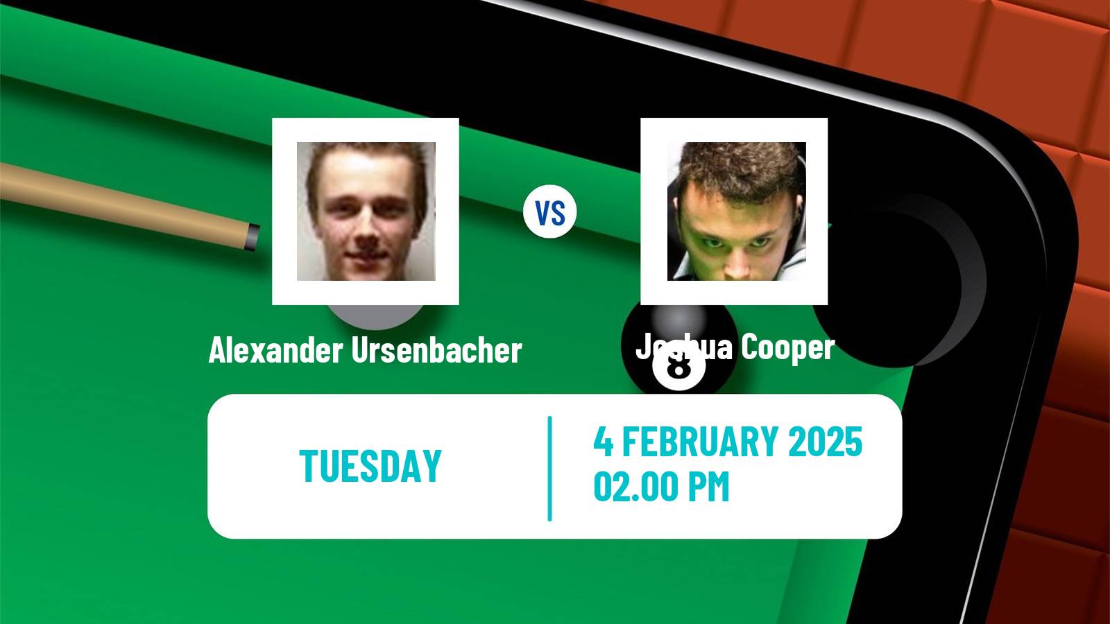 Snooker Welsh Open Alexander Ursenbacher - Joshua Cooper