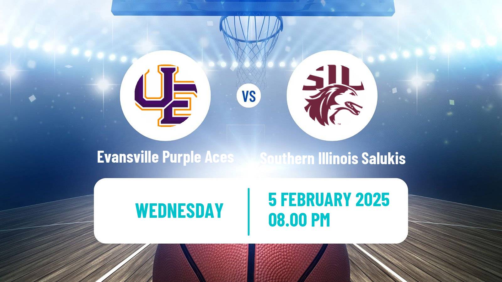 Basketball NCAA College Basketball Evansville Purple Aces - Southern Illinois Salukis