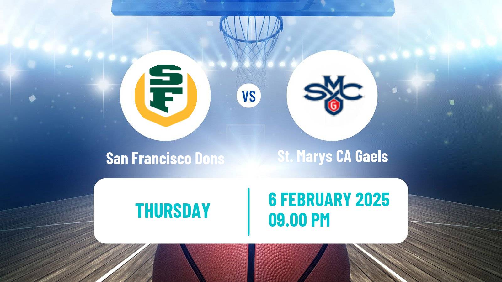 Basketball NCAA College Basketball San Francisco Dons - St. Marys CA Gaels
