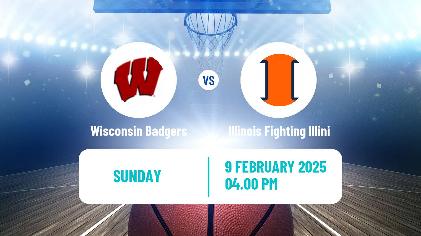 Basketball NCAA College Basketball Women Wisconsin Badgers - Illinois Fighting Illini