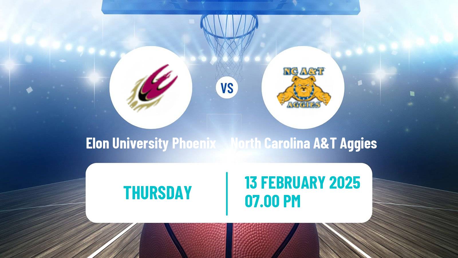 Basketball NCAA College Basketball Elon University Phoenix - North Carolina A&T Aggies