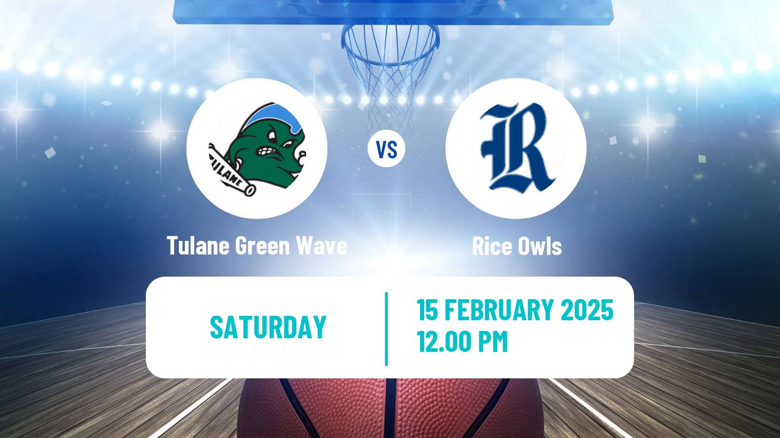 Basketball NCAA College Basketball Tulane Green Wave - Rice Owls