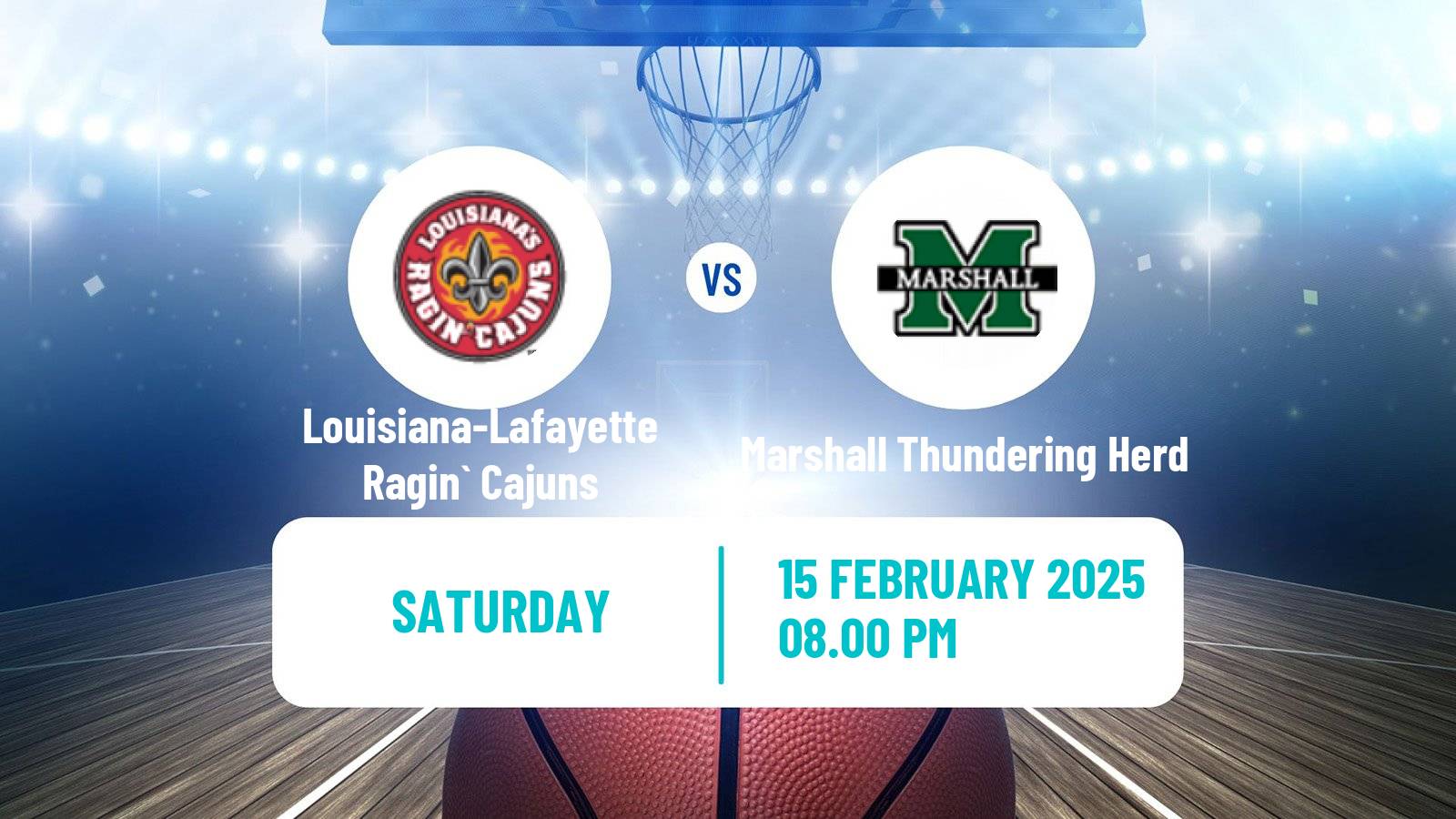 Basketball NCAA College Basketball Louisiana-Lafayette Ragin` Cajuns - Marshall Thundering Herd