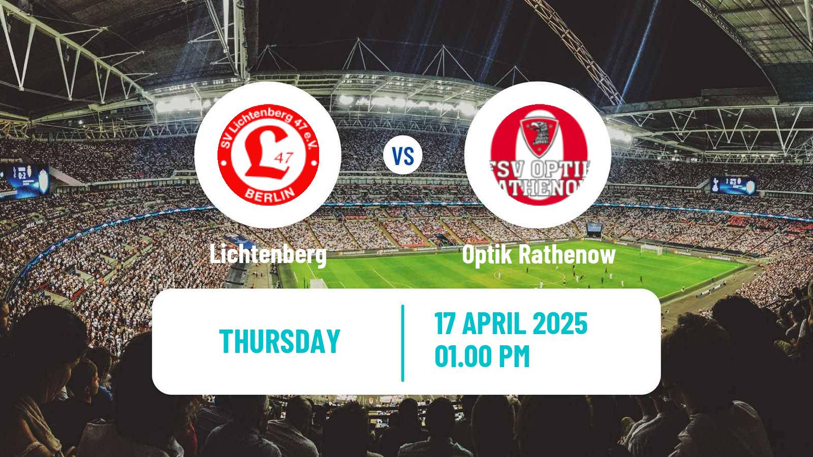 Soccer German Oberliga NOFV-Nord Lichtenberg - Optik Rathenow