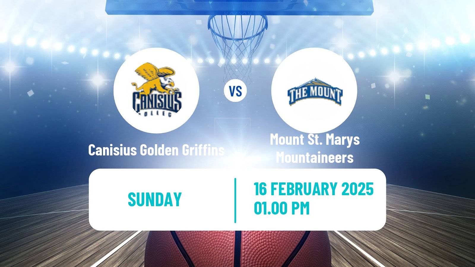 Basketball NCAA College Basketball Canisius Golden Griffins - Mount St. Marys Mountaineers
