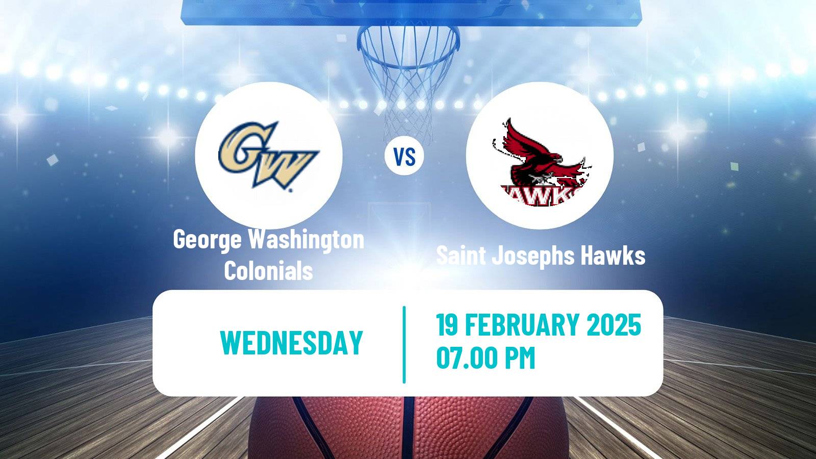 Basketball NCAA College Basketball George Washington Colonials - Saint Josephs Hawks