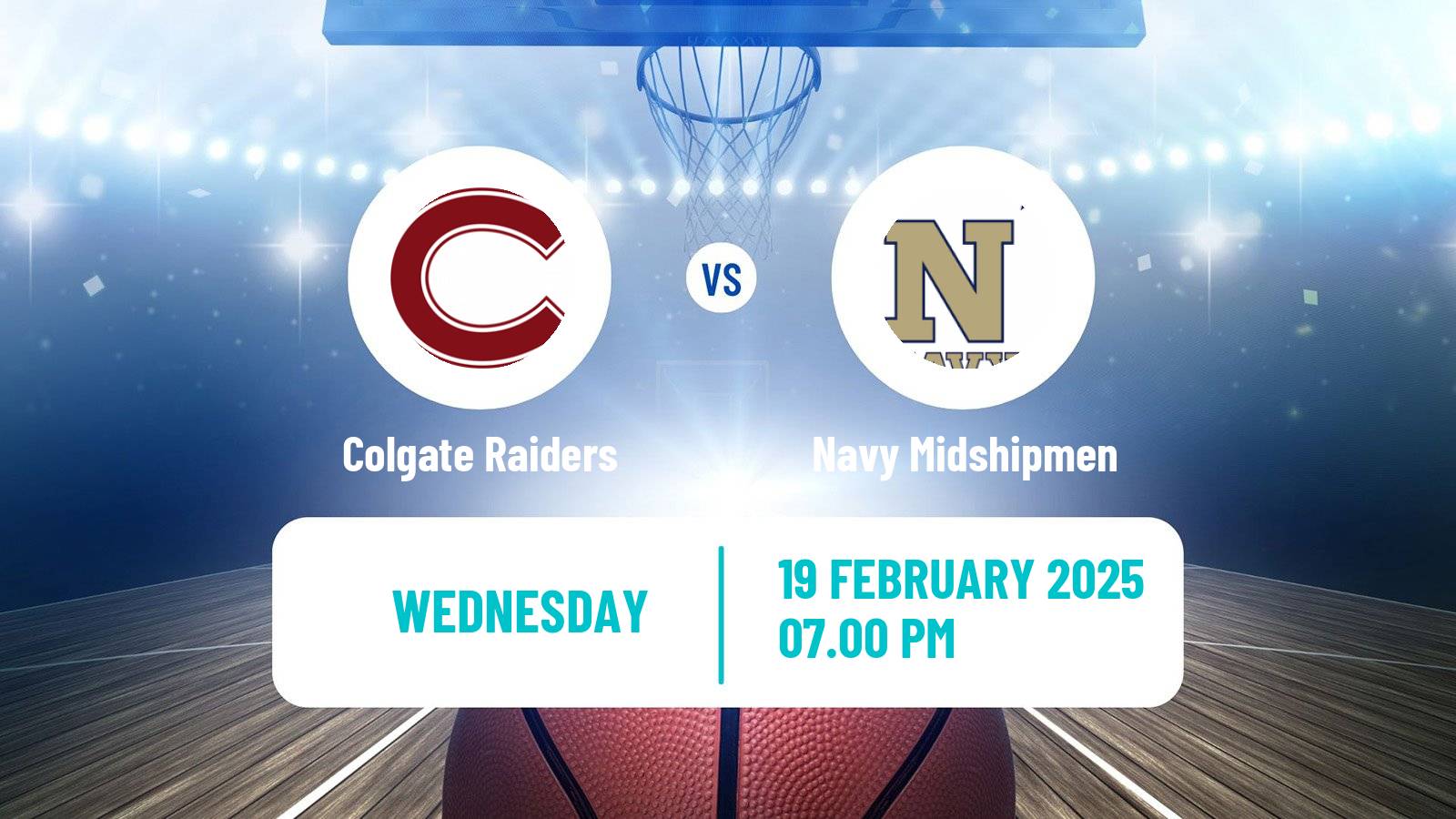 Basketball NCAA College Basketball Colgate Raiders - Navy Midshipmen
