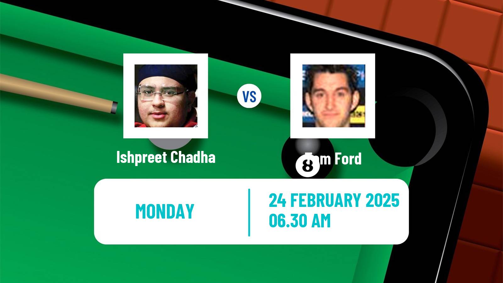 Snooker World Open Ishpreet Chadha - Tom Ford